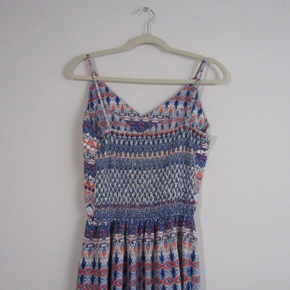 Women's Boho Printed Maxi Dress XL Blue Casual Maximalist Tribal Geometric - Picture 5 of 10